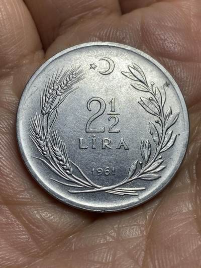 2026年第十三场(总第一百八十二场）外国好品散币场(免佣金) - 土耳其🇹🇷1961年2.5里拉(第五套第一版，12克版)