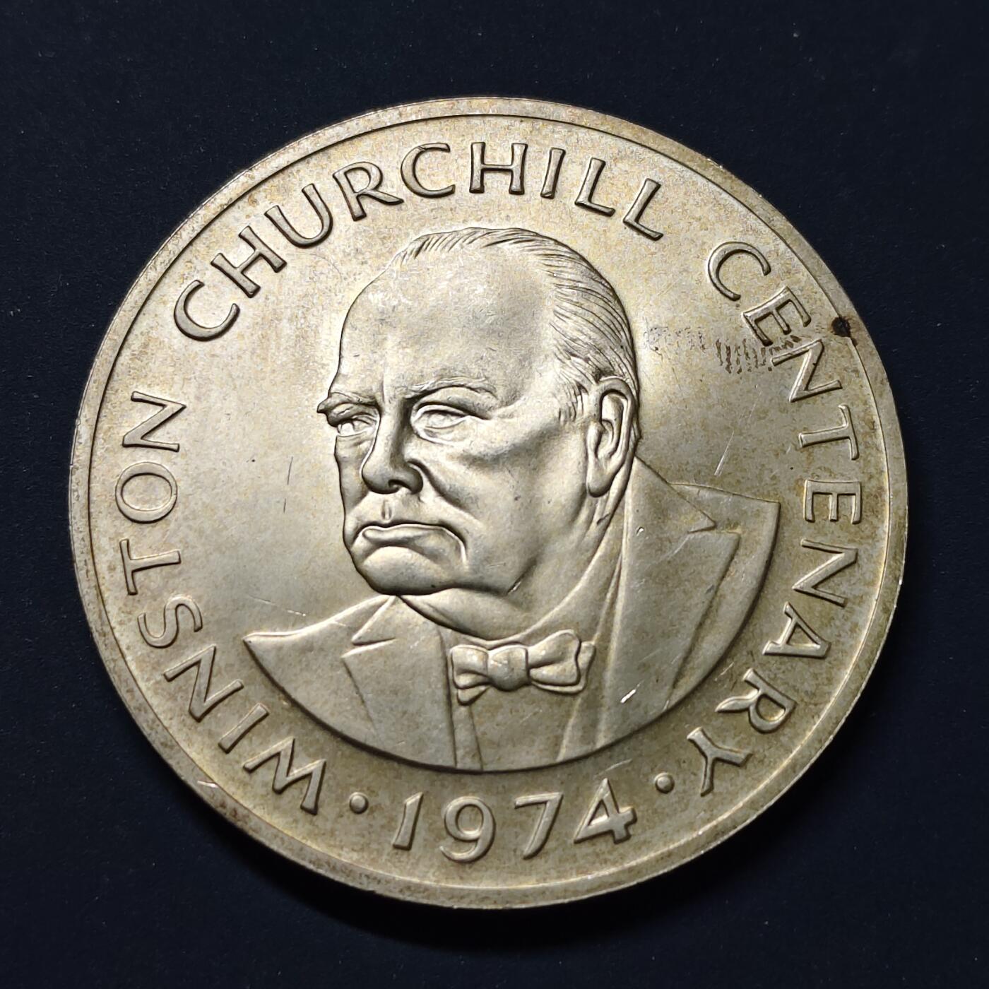 【全场包邮】纯粹捡漏拍497场-持续更新中 特克斯和凯克斯群岛1974年20克朗丘吉尔诞生100周年纪念银币【45毫米38.7克92.5%】