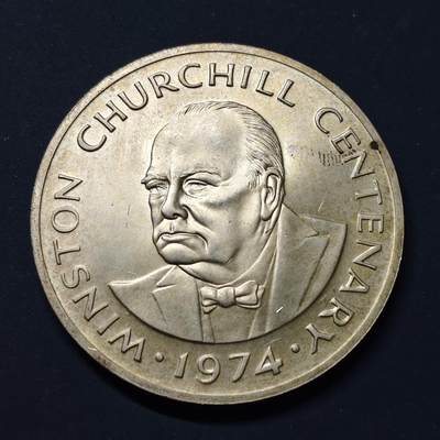 【全场包邮】纯粹捡漏拍497场-持续更新中 - 特克斯和凯克斯群岛1974年20克朗丘吉尔诞生100周年纪念银币【45毫米38.7克92.5%】