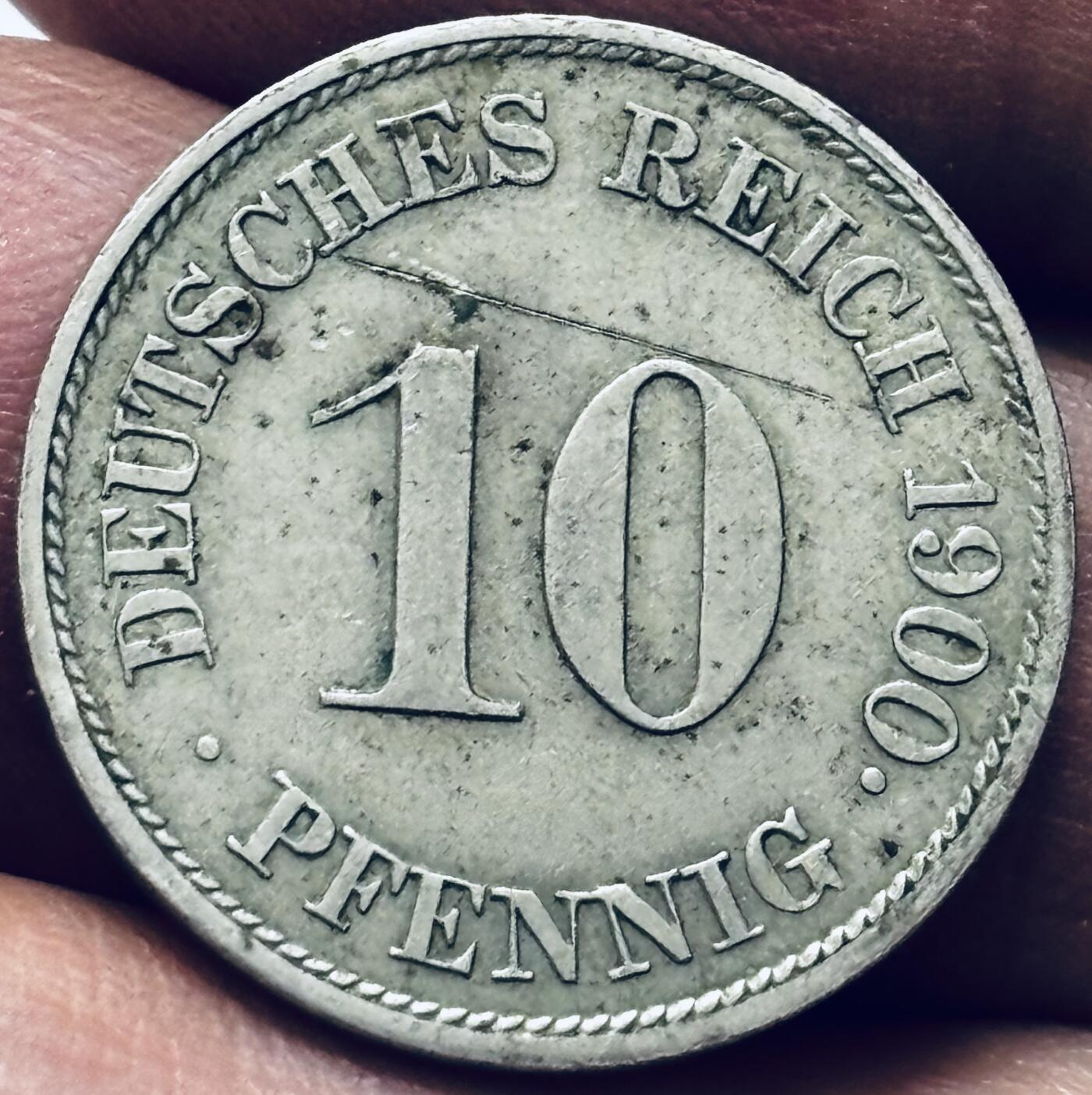 文馨钱币收藏 2026新年第四场（第 290 场）【长期接代拍品】 1900 年德意志帝国长翅鹰 10 芬尼 J 版，第二版本