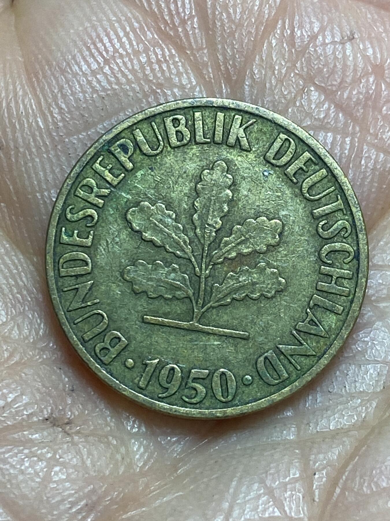 2026年第十三场(总第一百八十二场）外国好品散币场(免佣金) 德国🇩🇪1950年5芬尼(第二版首发年，F标斯图加特造)