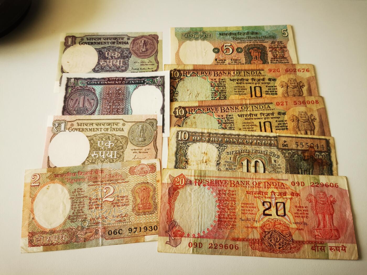 零零发流通品外国纸币拍卖 无佣金 印度一组