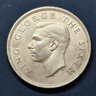 【全场包邮】纯粹捡漏拍497场-持续更新中 - 新西兰1949年1克朗乔治六世王室访问克朗型纪念银币【38.8毫米28.28克50%】