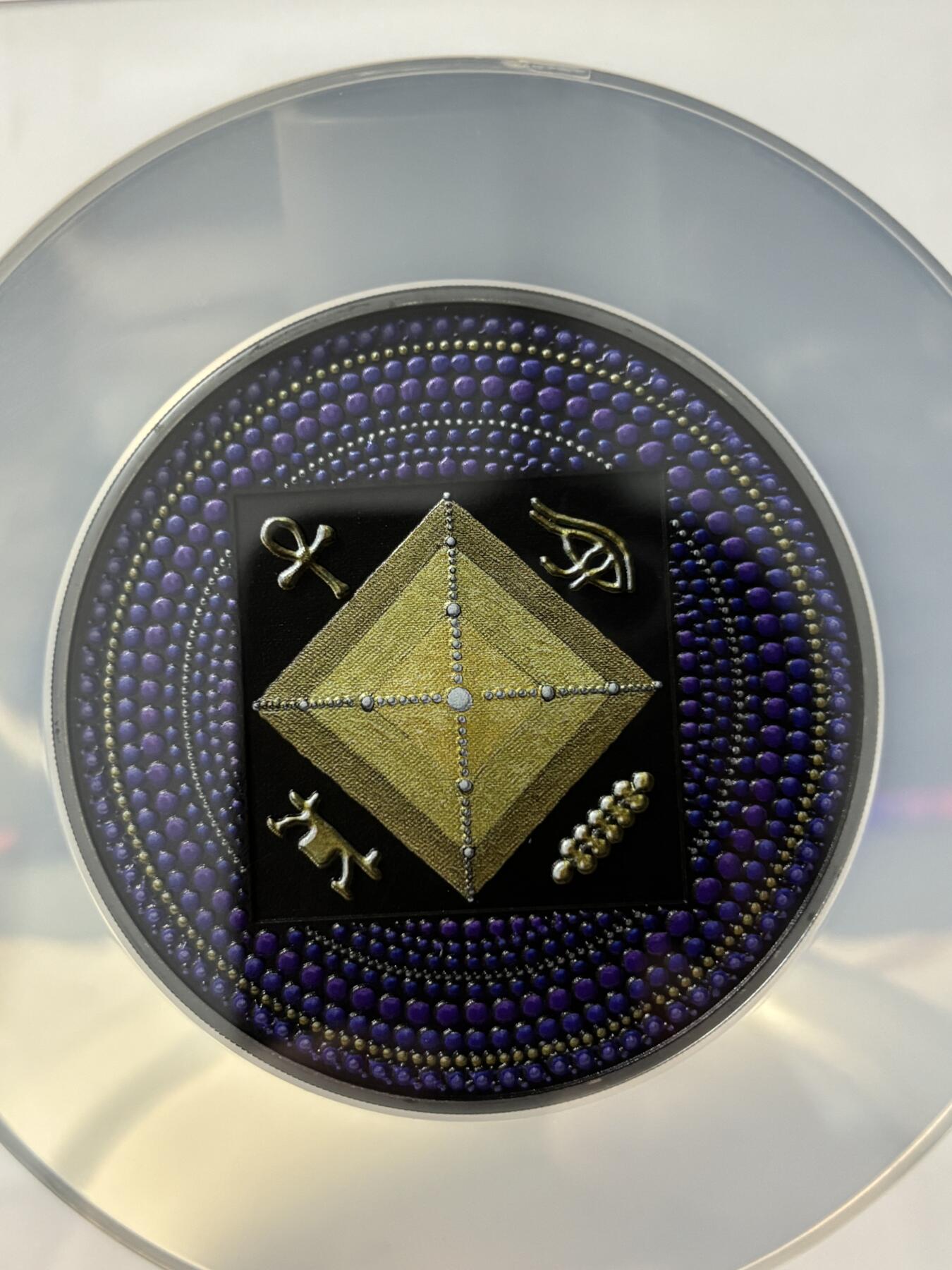 第189期拍卖 帕劳2022年点画埃及金字塔3盎司彩银币NGC-PF70首无盒无证书，999银，发行333枚