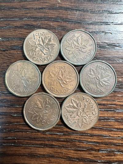 蒂克钱币- 第56场 外国散币免佣金限时拍 - 加拿大 枫叶辅币7枚