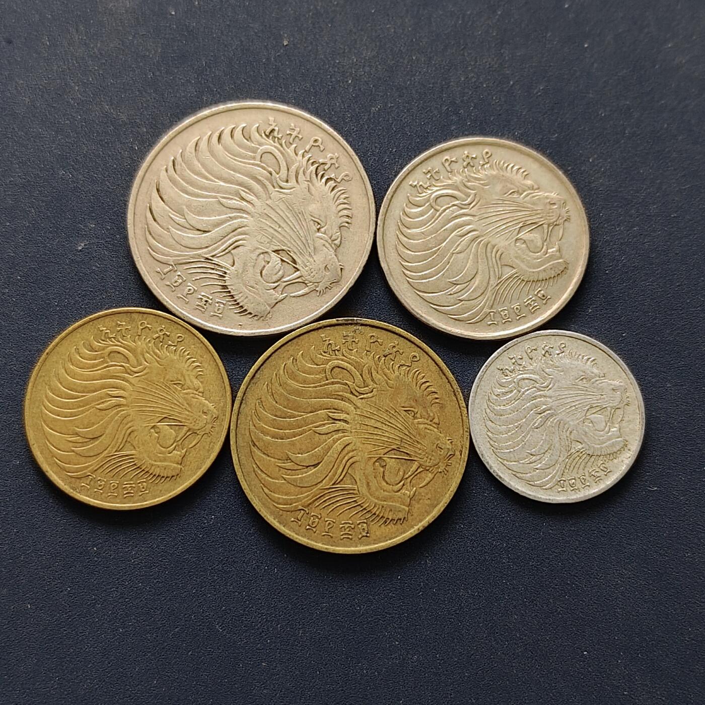 【全场包邮】纯粹捡漏拍496场-持续更新中 埃塞俄比亚1977年5枚套币