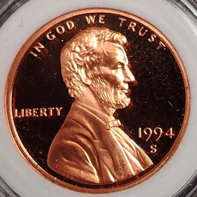 布加迪🐬～世界钱币(上海)🌾第 270 期 /  各国套币和散币 - 美国🇺🇸 1994年 1分 林肯头像精制币