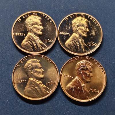 【全场包邮】纯粹捡漏拍496场-持续更新中 - 美国1960/1964年林肯1分精制币4枚一组