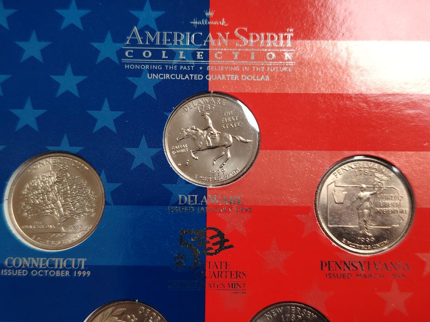 布加迪🐬～世界钱币(上海)🌾第 271 期 /  各国套币和散币 美国🇺🇸 1999年 25分洲币 首发年份