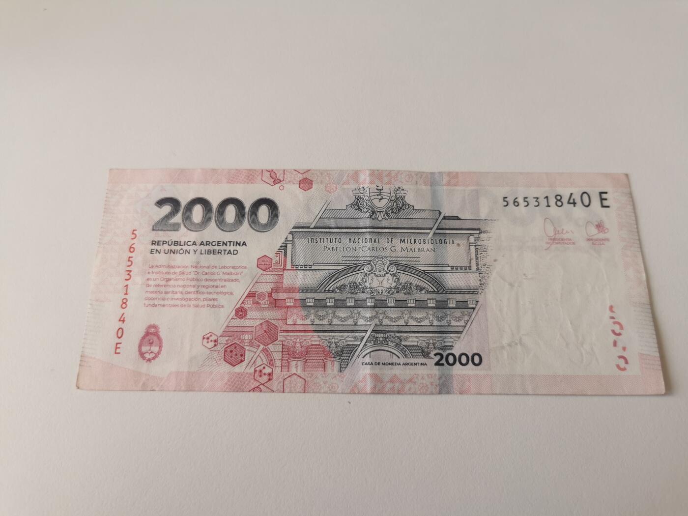 零零发流通品外国纸币拍卖 无佣金 阿根廷2000