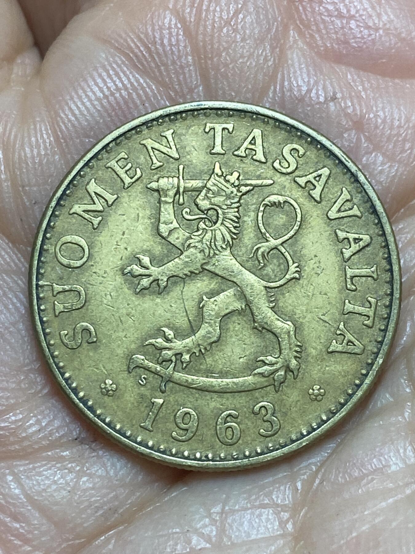 2026年第十三场(总第一百八十二场）外国好品散币场(免佣金) 芬兰🇫🇮1963年50盆尼(独立后第三套第一版，首发年，S标)