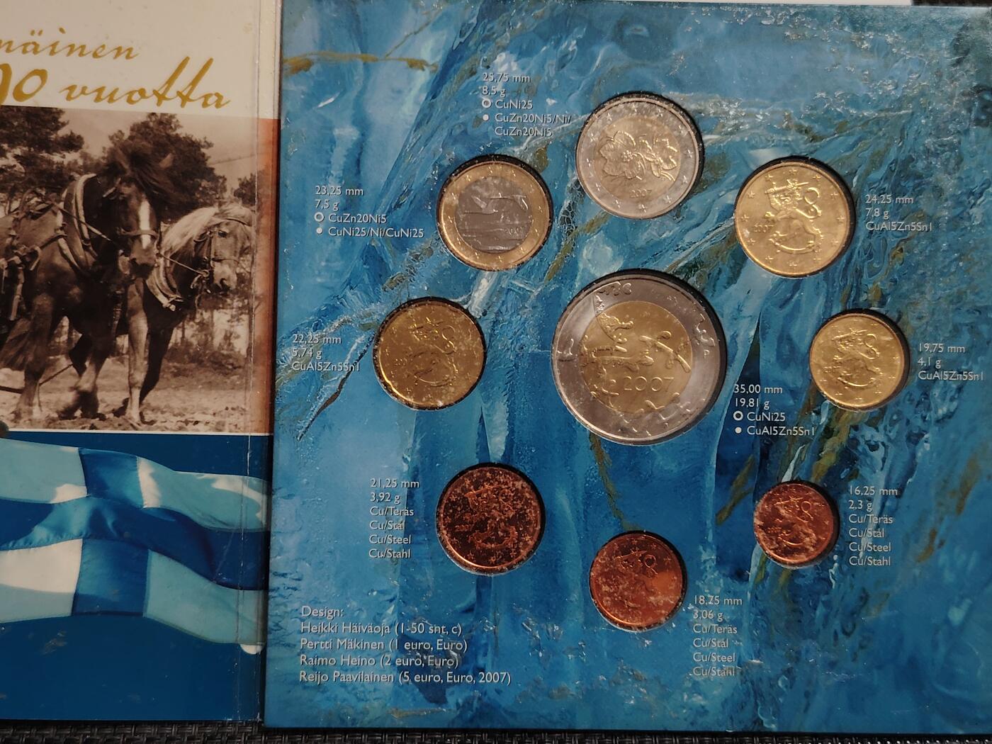 布加迪🐬～世界钱币(上海)🌾第 271 期 /  各国套币和散币 芬兰🇫🇮 2007年 10枚欧元套币