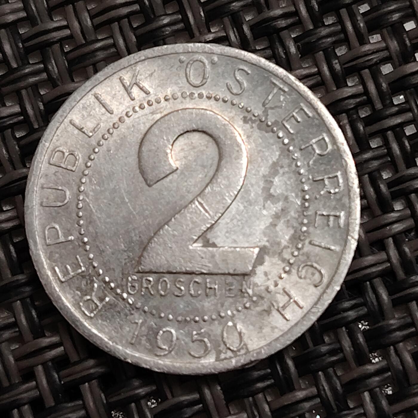 布加迪🐬～世界钱币(上海)🌾第 271 期 /  各国套币和散币 奥地利🇦🇹 1950年 2格罗申