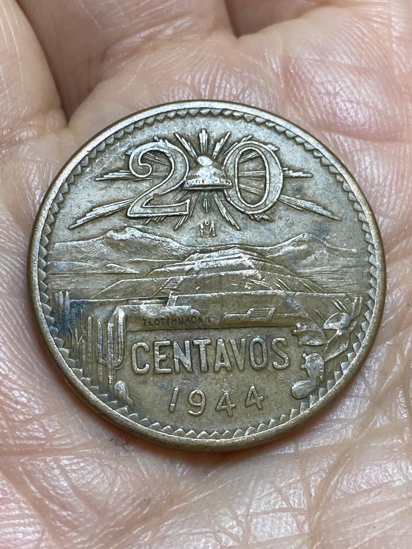 2026年第十三场(总第一百八十二场）外国好品散币场(免佣金) 早期年份–墨西哥🇲🇽1944年20分(金字塔20分第一版)