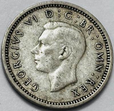 文馨钱币收藏 2026新年第四场（第 290 场）【长期接代拍品】 - 带光好品 1941 年英国乔治六世 3 便士银币，1.4 克 500 银