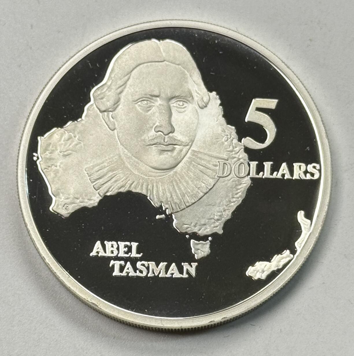 S&S Numismatic世界钱币-拍卖 第119期  澳大利亚1993年 澳大利亚探险家系列-荷兰探险家亚伯·塔斯曼 5澳元精制纪念银币 35.79克925银