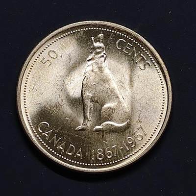 【全场包邮】纯粹捡漏拍497场-持续更新中 - 加拿大1967年50分联邦百年纪念银币【29.7毫米11.66克80%】