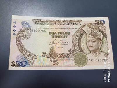 1月21号晚上8点 外国纸币自动截拍第10场 - 马来西亚1982年版20元盲文版 极美品