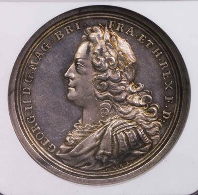 NGC-MS62 1744英国乔二土伦海战纪念银章 - NGC-MS62 1744英国乔二土伦海战纪念银章