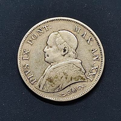 【全场包邮】纯粹捡漏拍496场-持续更新中 - 梵蒂冈1866年庇护九世1里拉银币【24毫米5克83.5%】