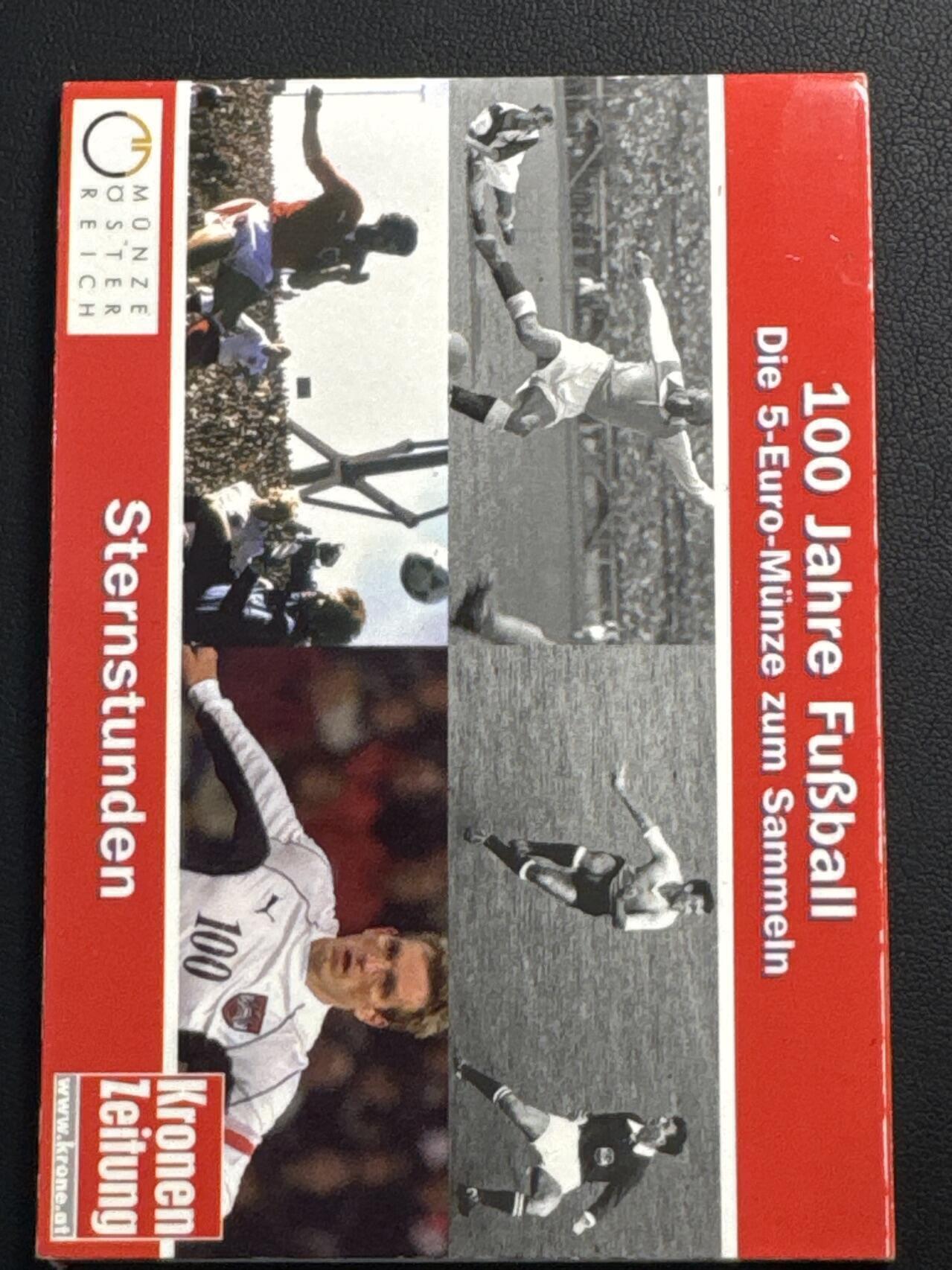 ❤️【币观天下】❤️ 第340期钱币拍卖- 2026.1.23周五晚上6点半场-长期征集拍品 原厂卡折奥地利2004年现代足球运动100周年纪念银币800银10克直径28.5毫米