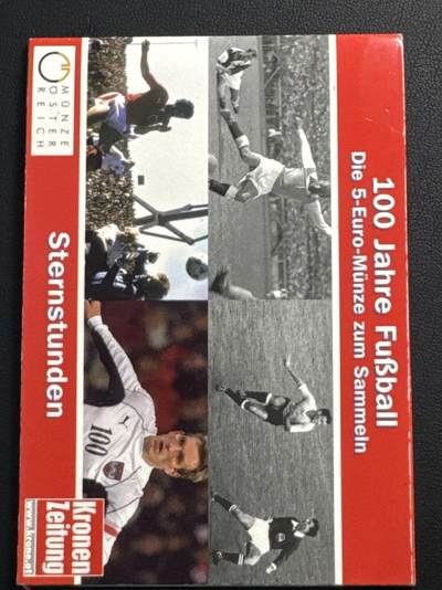 ❤️【币观天下】❤️ 第340期钱币拍卖- 2026.1.23周五晚上6点半场-长期征集拍品 - 原厂卡折奥地利2004年现代足球运动100周年纪念银币800银10克直径28.5毫米