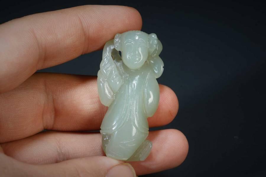 上海都达杂项专场五（全场包邮） 和田玉雕童子摆件87-160