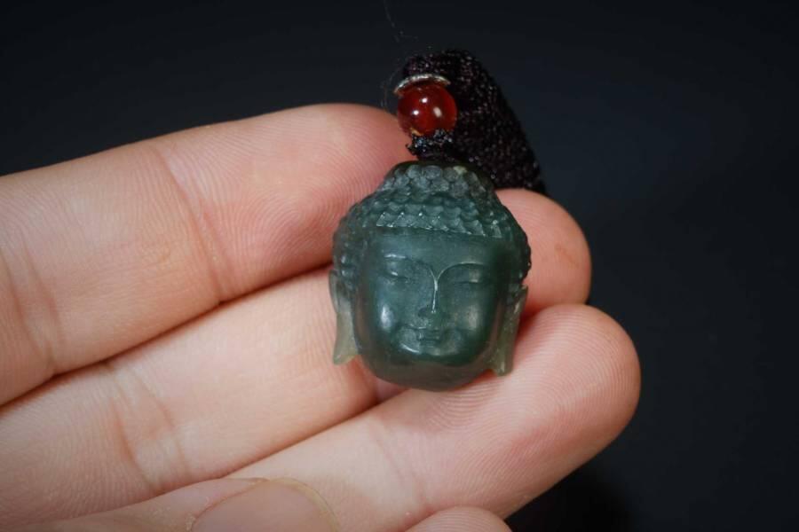 上海都达杂项专场五（全场包邮） 天然和田玉青玉佛头吊坠挂件87-56