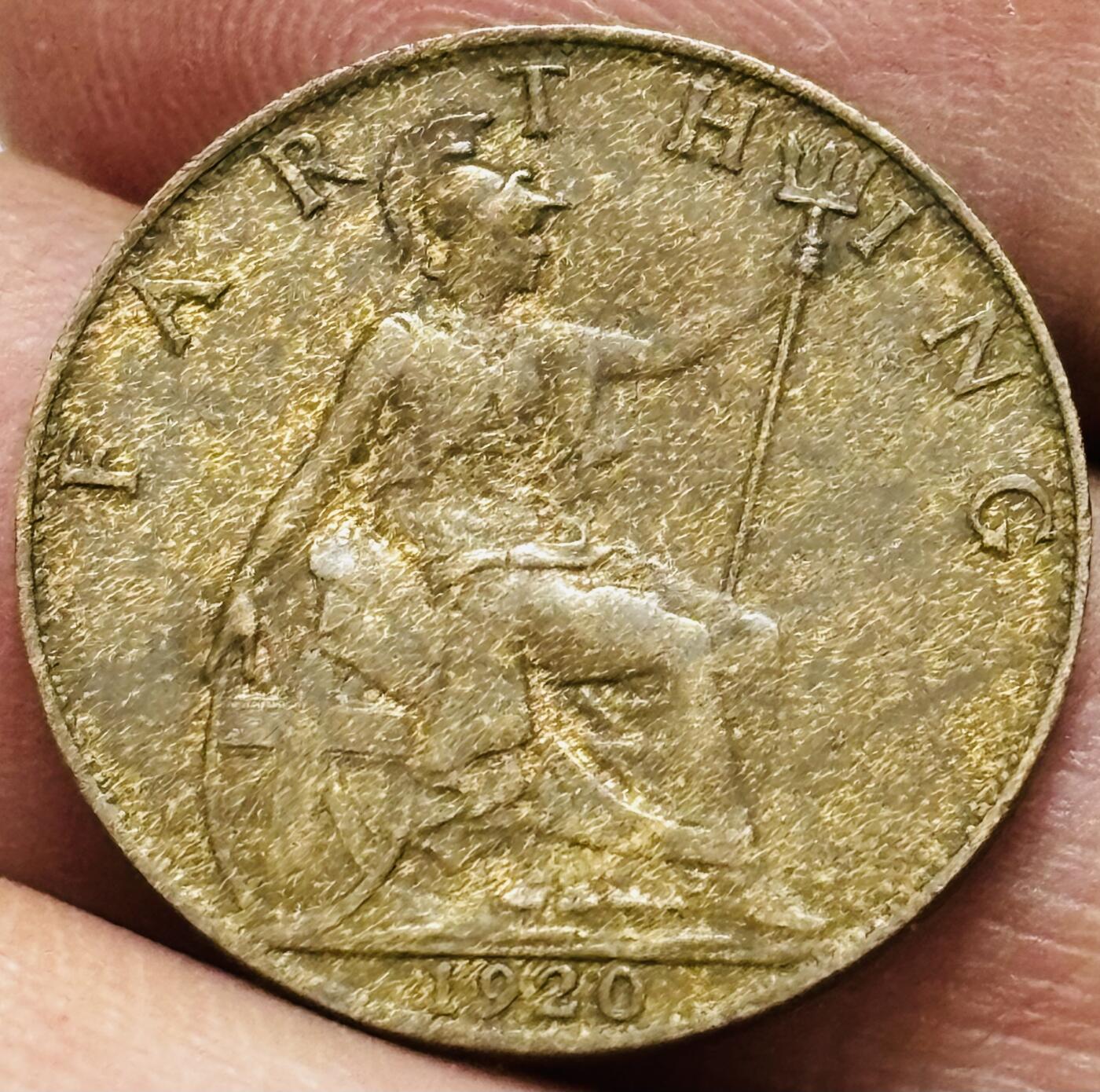 文馨钱币收藏 2026新年第四场（第 290 场）【长期接代拍品】 少见好品 1920 年英国乔治五世法新铜币，第二版本