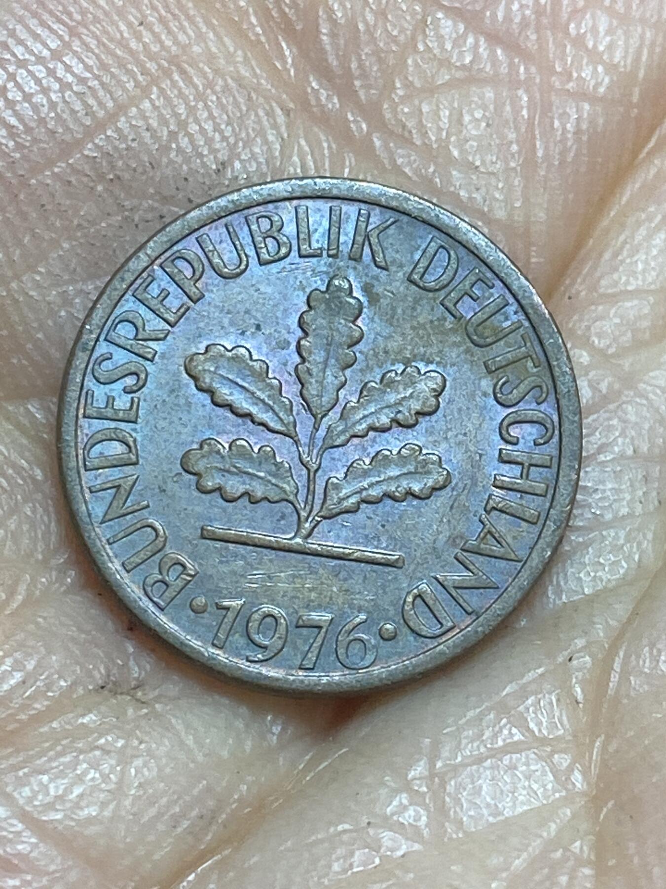 2026年第十三场(总第一百八十二场）外国好品散币场(免佣金) 德国🇩🇪1976年1芬尼(G标，卡尔斯鲁厄造)