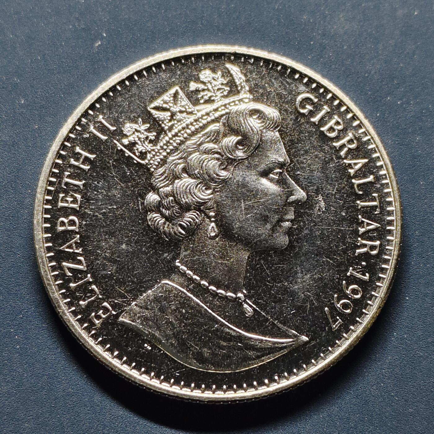 【全场包邮】纯粹捡漏拍496场-持续更新中 直布罗陀1997年1克朗女王金婚克朗型纪念币