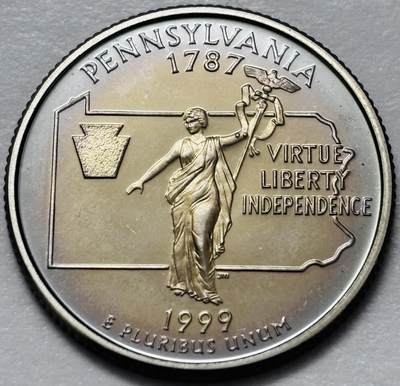 文馨钱币收藏 2026新年第四场（第 290 场）【长期接代拍品】 - 全新1999年美国宾夕法尼亚州25美分精制币