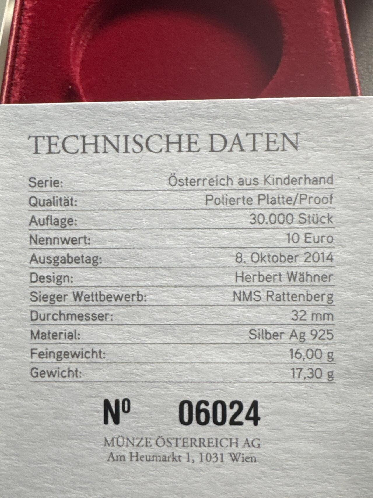 ❤️【币观天下】❤️ 第340期钱币拍卖- 2026.1.23周五晚上6点半场-长期征集拍品 奥地利联邦省系列银币 盒证齐全(面值10欧，重量17.3克)2014-1