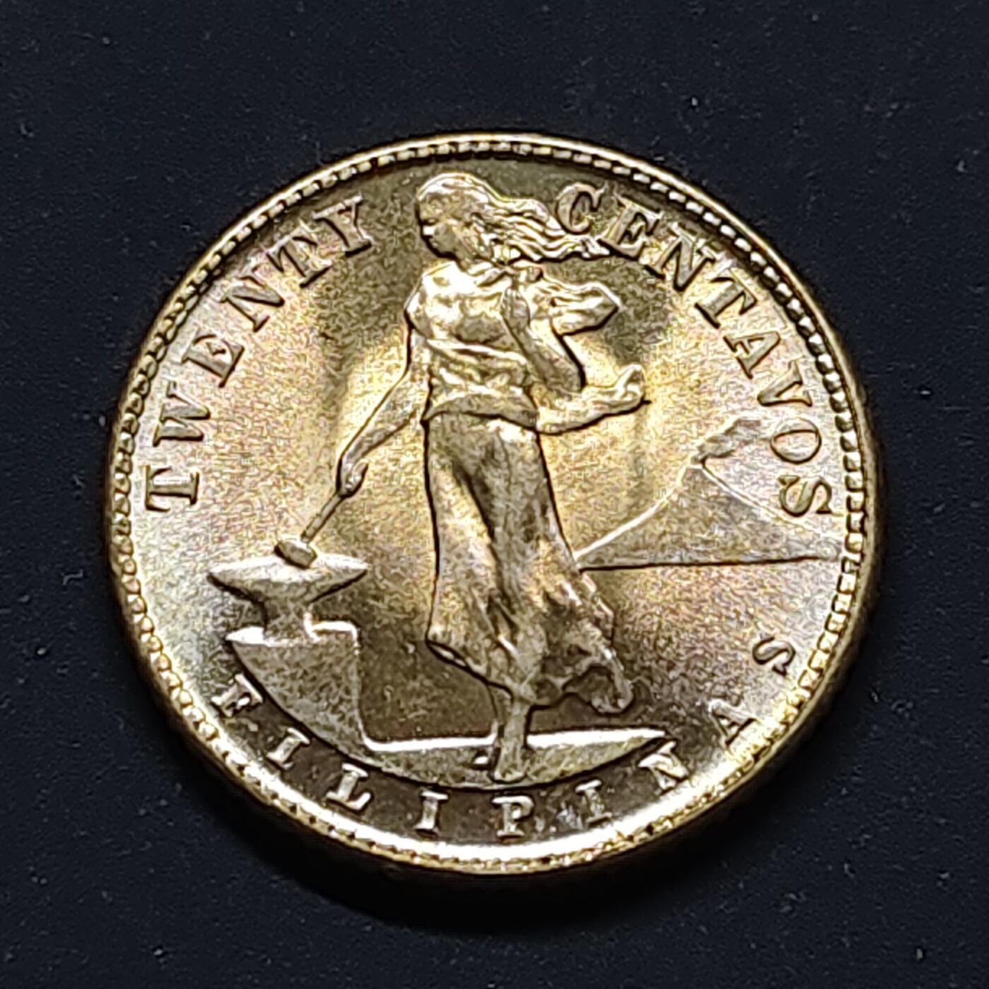 【全场包邮】纯粹捡漏拍496场-持续更新中 美属菲律宾1944年打铁女神20分银币【21毫米4克75%】