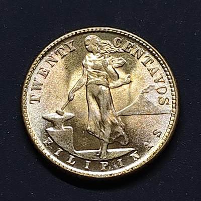 【全场包邮】纯粹捡漏拍496场-持续更新中 - 美属菲律宾1944年打铁女神20分银币【21毫米4克75%】