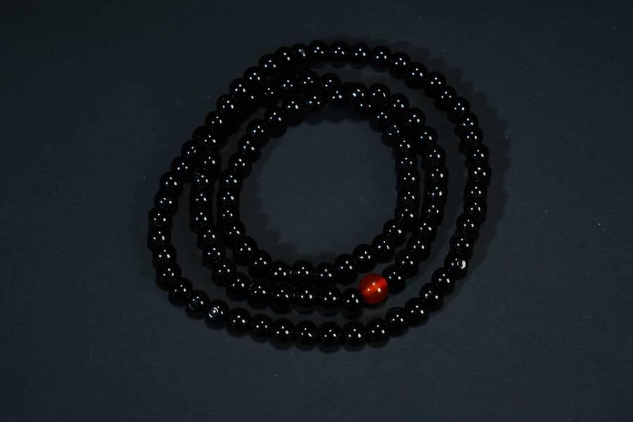 上海都达杂项专场五（全场包邮） 天然黑玛瑙0.4圆珠多圈手串 附鉴定证书87-291