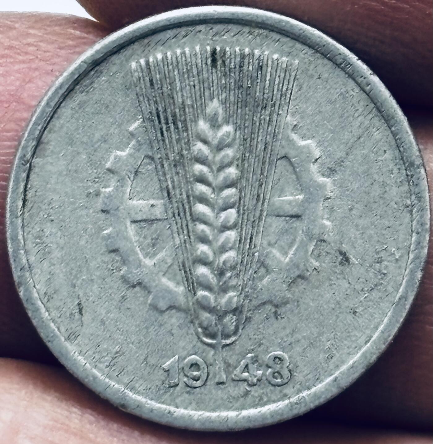 文馨钱币收藏 2026新年第四场（第 290 场）【长期接代拍品】 少见好品 1948 年民主东德 5 芬尼，第一版本首发年，只发行三年