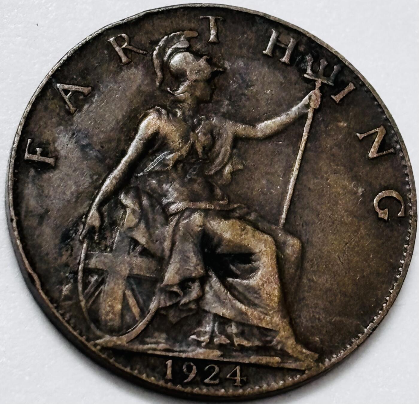 文馨钱币收藏 2026新年第四场（第 290 场）【长期接代拍品】 极美品 1924 年英国乔治五世法新铜币