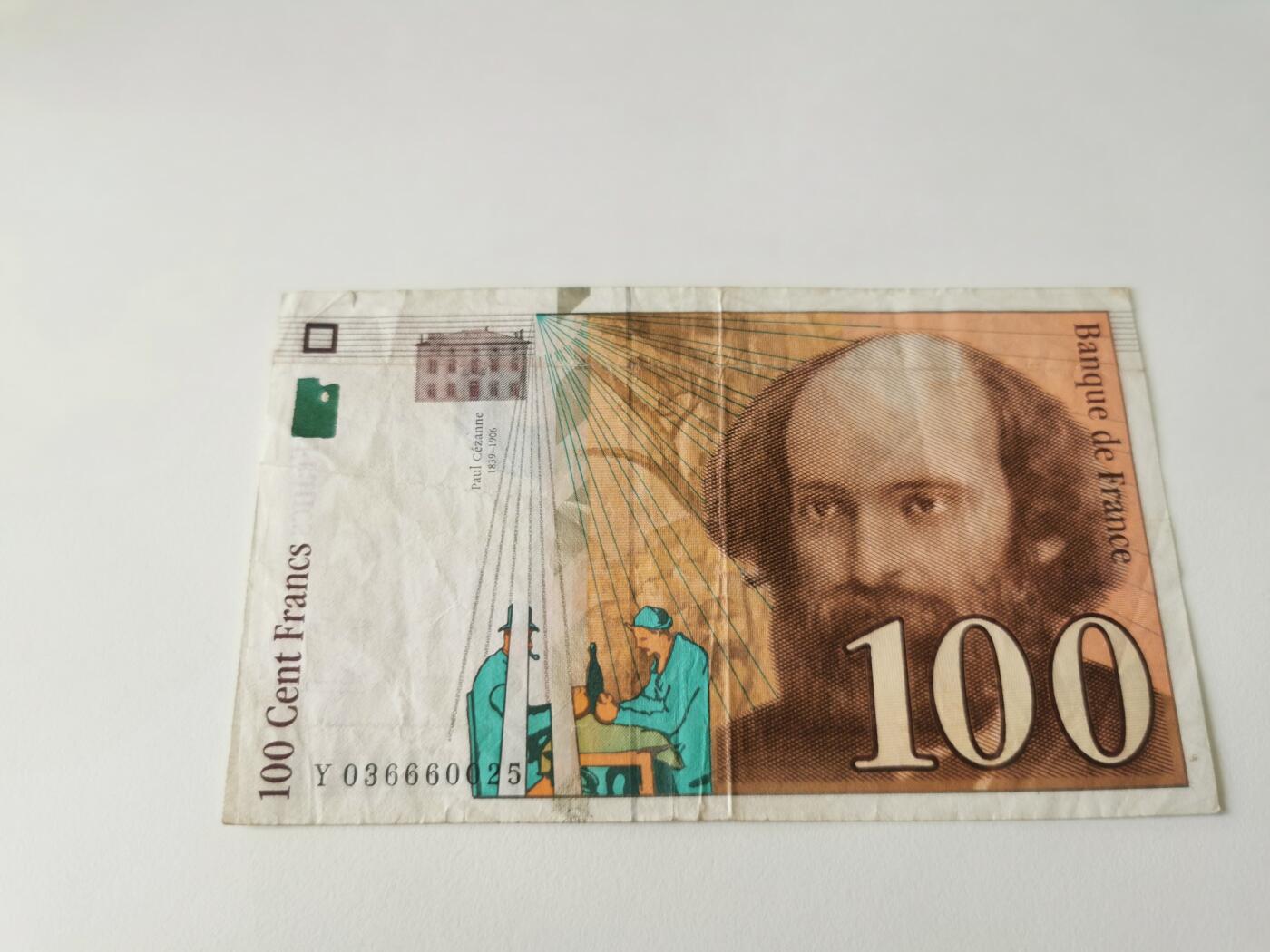 零零发流通品外国纸币拍卖 无佣金 法国100小裂