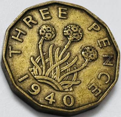 文馨钱币收藏 2026新年第四场（第 290 场）【长期接代拍品】 - 1940 年英国乔治六世 3 便士铜币，第一版本