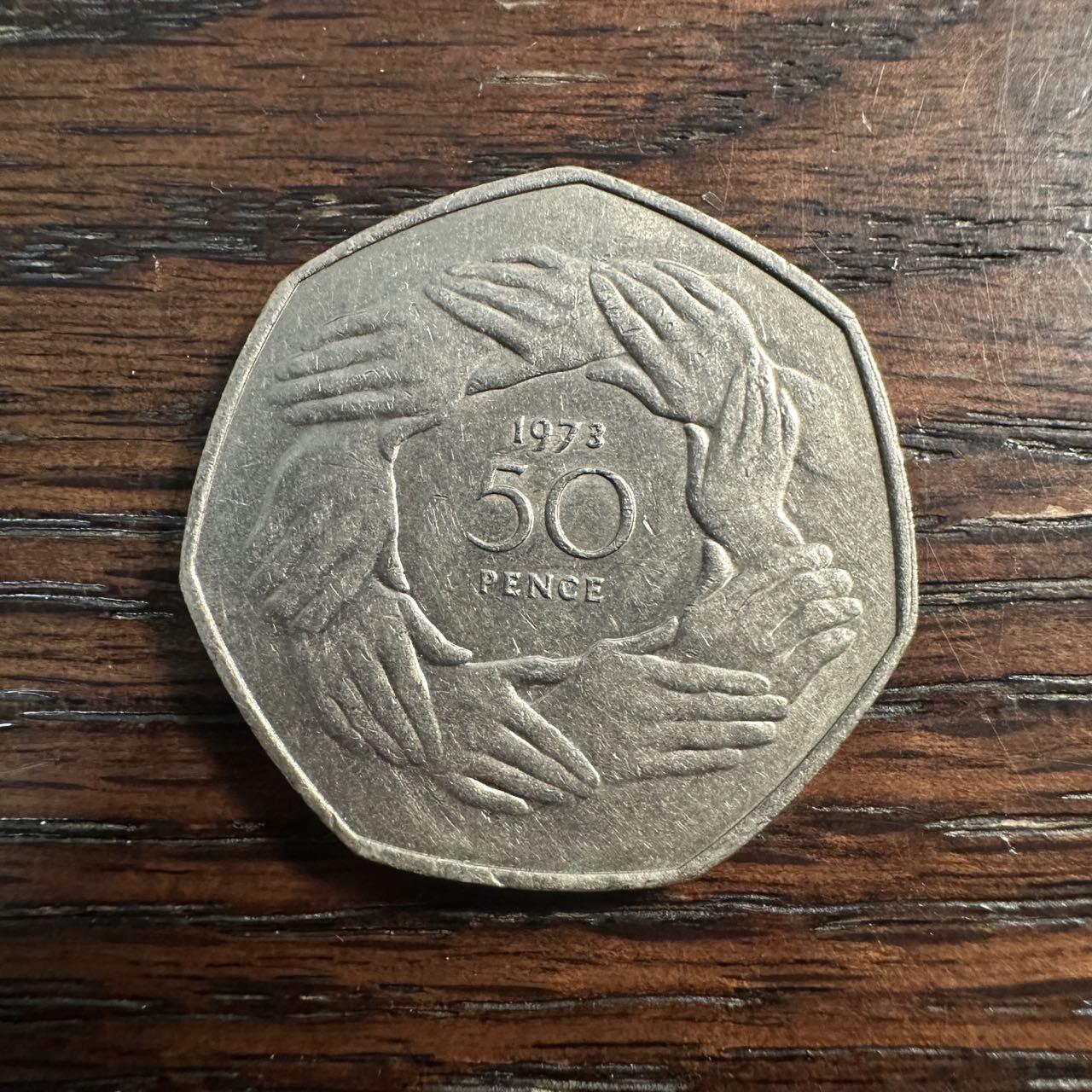 蒂克钱币- 第56场 外国散币免佣金限时拍 英国 1973年 加入欧盟 50分纪念币