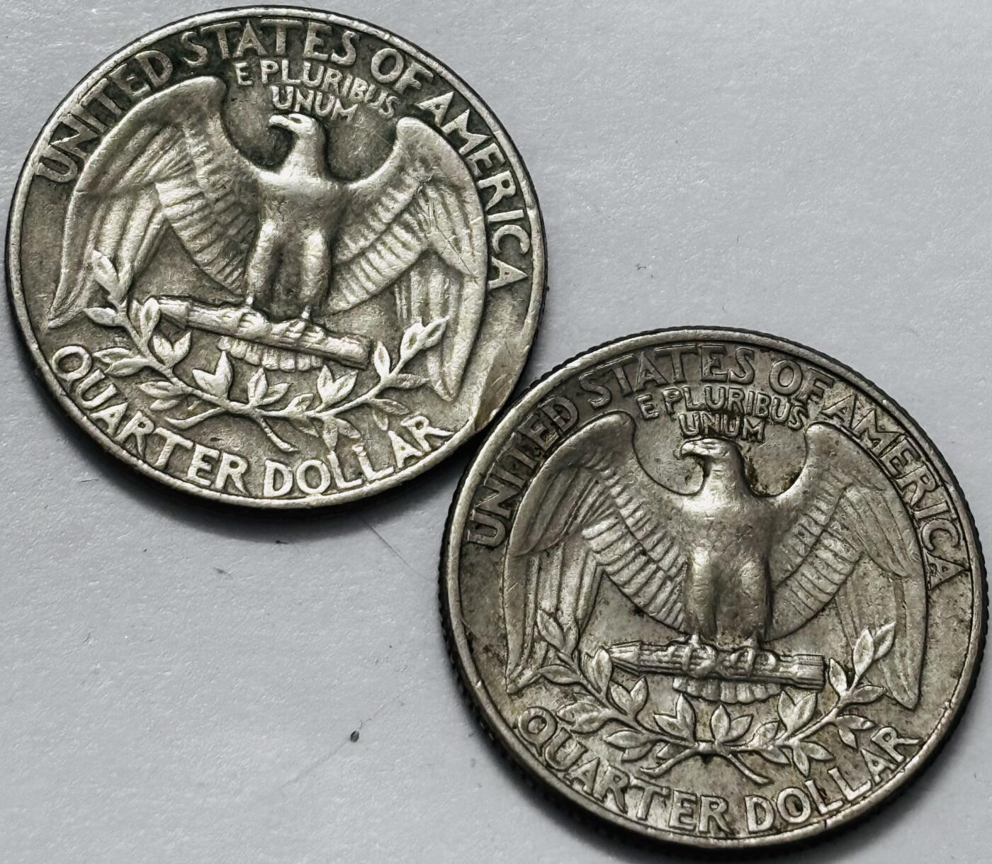 文馨钱币收藏 2026新年第四场（第 290 场）【长期接代拍品】 1970-77 年美国华盛顿白头鹰 25 美分一对