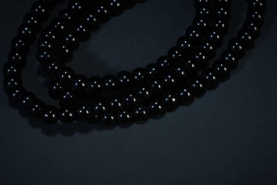 上海都达杂项专场五（全场包邮） 天然黑玛瑙0.6圆珠多圈手串87-156