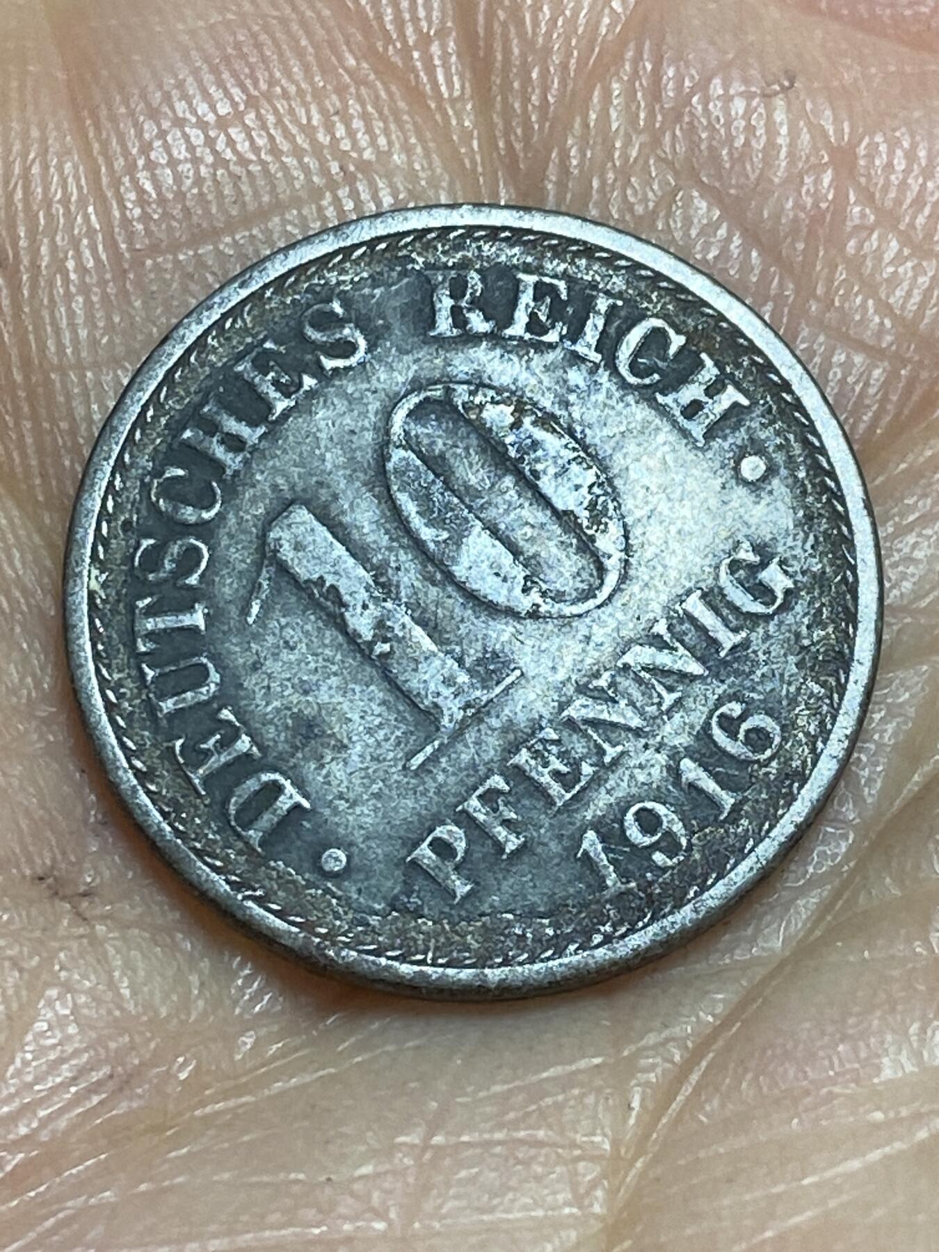 2026年第十三场(总第一百八十二场）外国好品散币场(免佣金) 德意志帝国1916年10芬尼铁币(威廉二世一战时期，E标穆尔登许滕造)