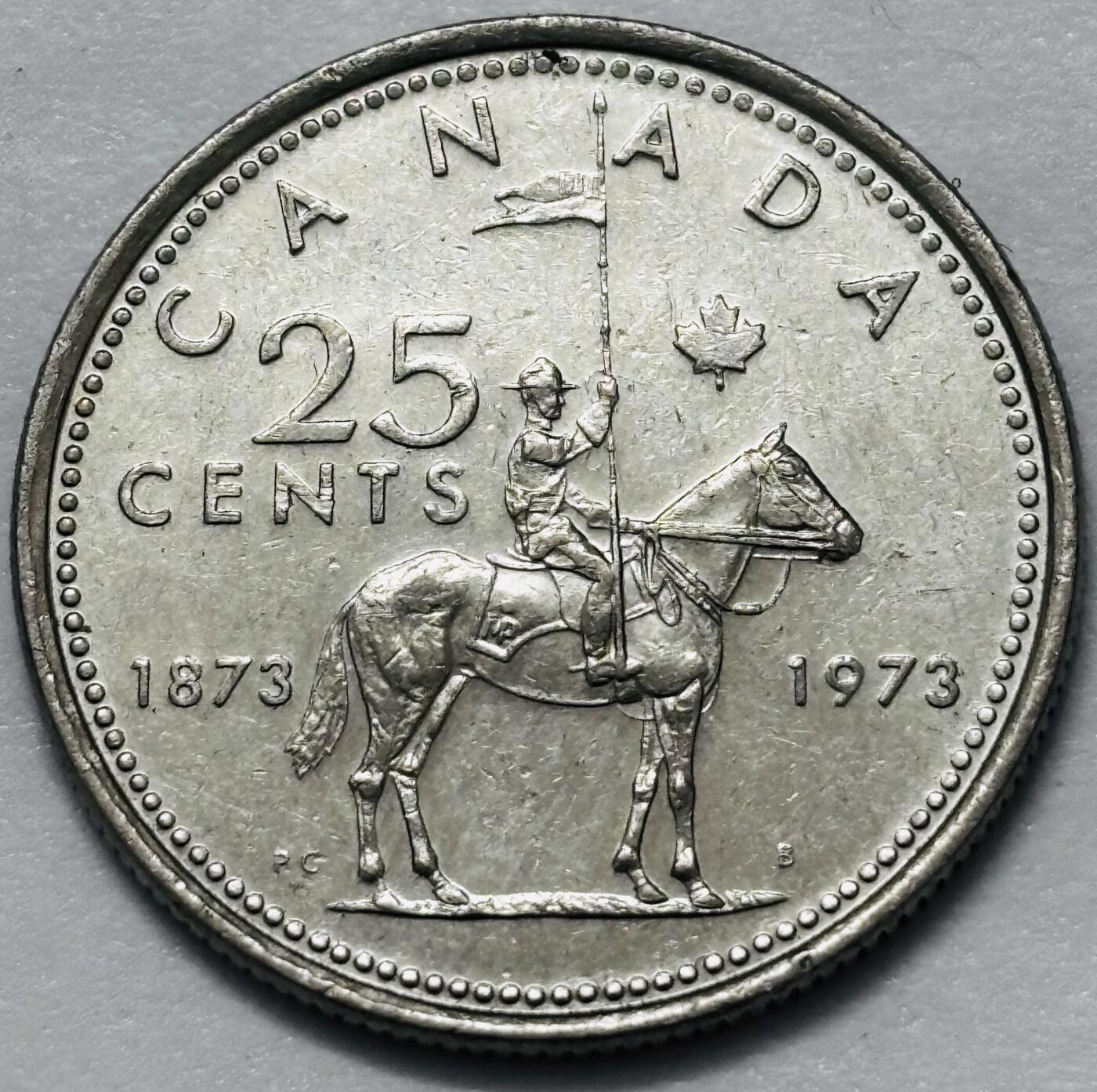 文馨钱币收藏 2026新年第四场（第 290 场）【长期接代拍品】 1973 年加拿大百年骑警 25 分纪念币