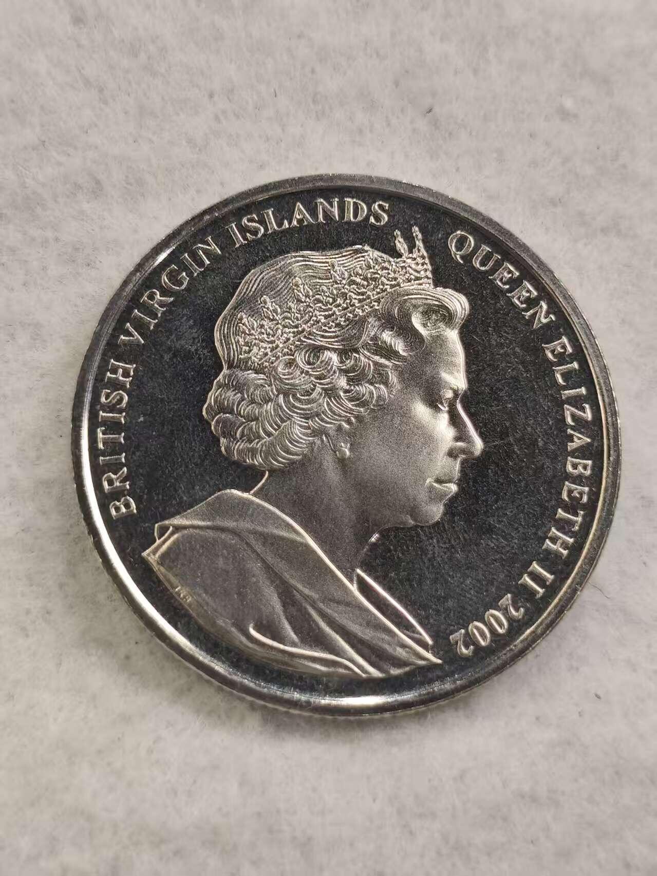 G&W世界散币，银币处理专场（第44场） 英属维尔京2002年1元  伊丽莎白二世登基50周年  克朗型