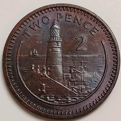 布加迪🐬～世界钱币(上海)🌾第 271 期 /  各国套币和散币 - 直布罗陀🇬🇮 1988年 2分