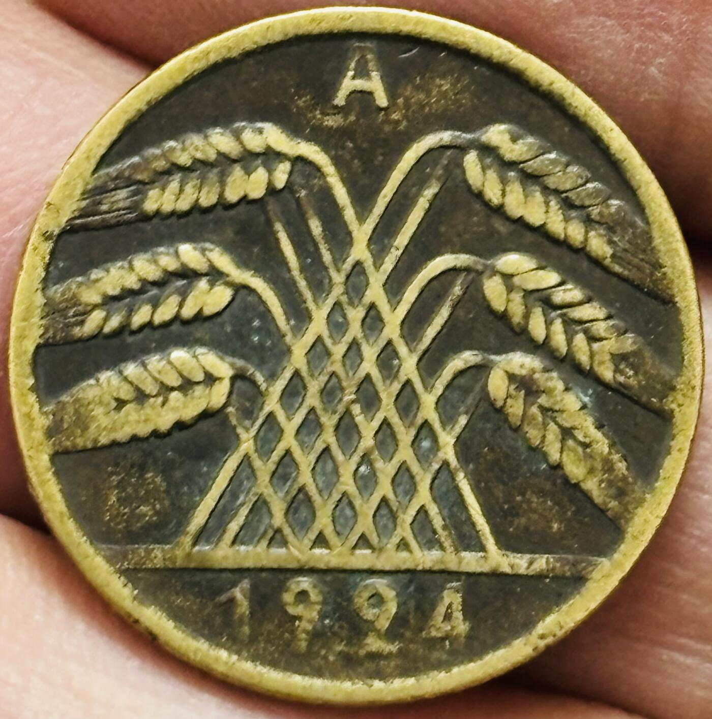 文馨钱币收藏 2026新年第四场（第 290 场）【长期接代拍品】 少见品种 1924 年魏玛共和国，地产抵押马克 10 芬尼铜币 A 版