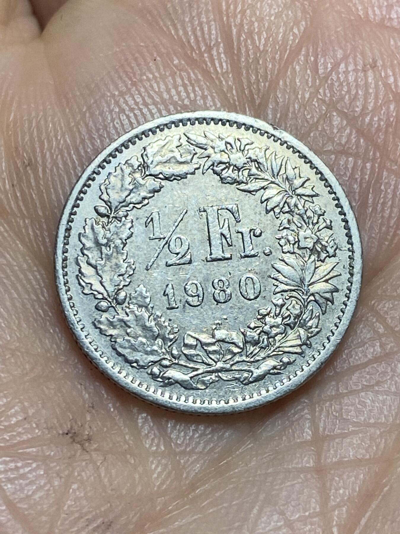 2026年第十三场(总第一百八十二场）外国好品散币场(免佣金) 瑞士🇨🇭1980年1/2法郎(第三版，无标版)