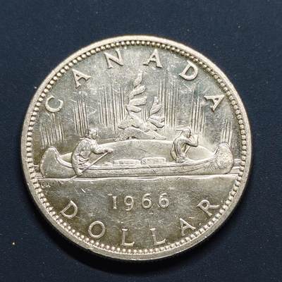 【全场包邮】纯粹捡漏拍497场-持续更新中 - 加拿大1966年女王1元银币【36毫米23.33克80%】